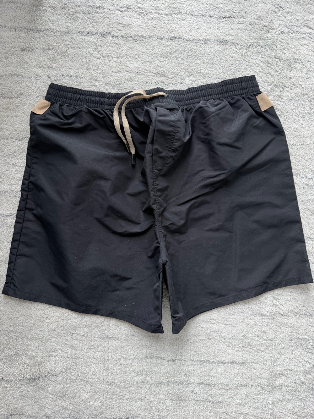 Black Jacquemus Drawstring Swim Shorts with Tan Accents